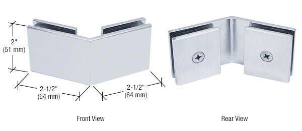 CRL Square 135 Degree Glass - to - Glass Clamp SGC135CH