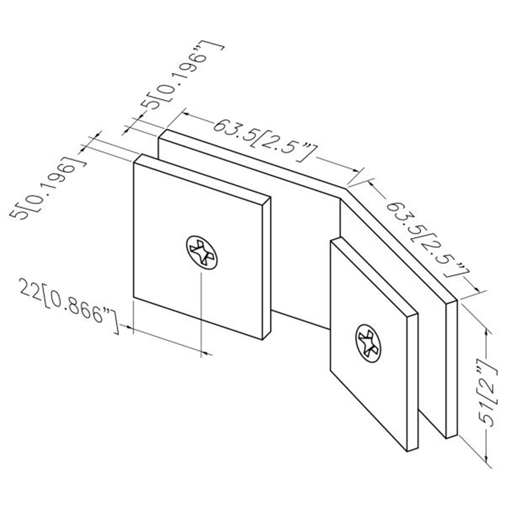 U.S. Horizon Mfg. Square 135 Glass to Glass Clip C135C