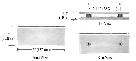 CRL Square 180 Degree Glass - to - Glass Clamp SGC180BN