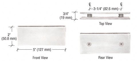 CRL Square 180 Degree Glass - to - Glass Clamp SGC180CH