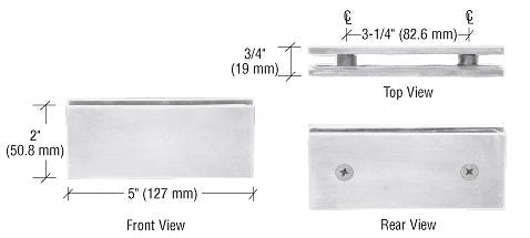 CRL Square 180 Degree Glass - to - Glass Clamp SGC180PN