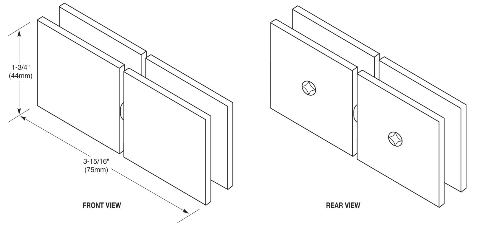 CRL Square 180 Degree Glass - to - Glass Movable Transom Clamp SGC1880RB