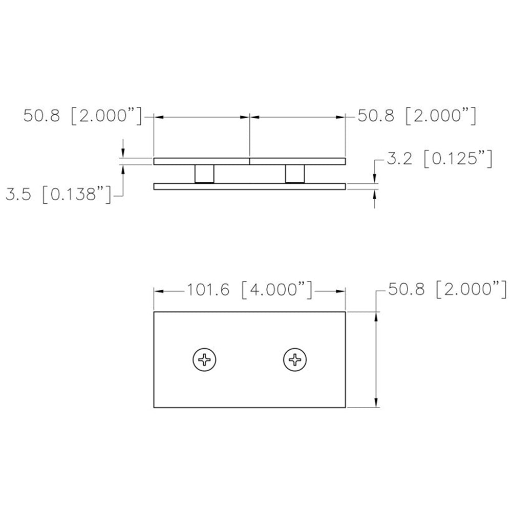 U.S. Horizon Mfg. Square 180 Degree Glass to Glass Y Clip C180YOB