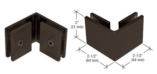 CRL Square 90 Degree Glass - to - Glass Clamp SGC900RB