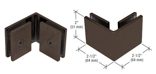 CRL Square 90 Degree Glass - to - Glass Clamp SGC90BBRZ