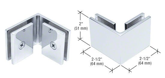 CRL Square 90 Degree Glass - to - Glass Clamp SGC90CH