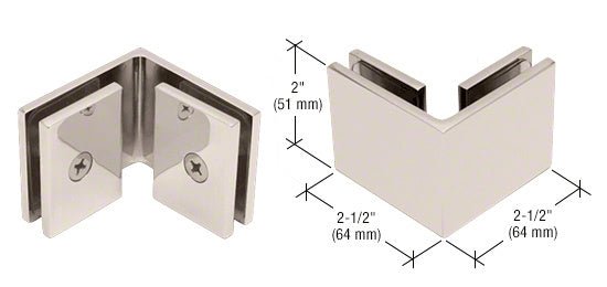 CRL Square 90 Degree Glass - to - Glass Clamp SGC90PN