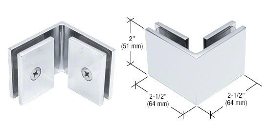 CRL Square 90 Degree Glass - to - Glass Clamp SGC90SC