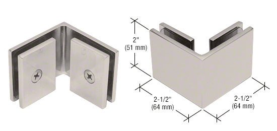 CRL Square 90 Degree Glass - to - Glass Clamp SGC90SN