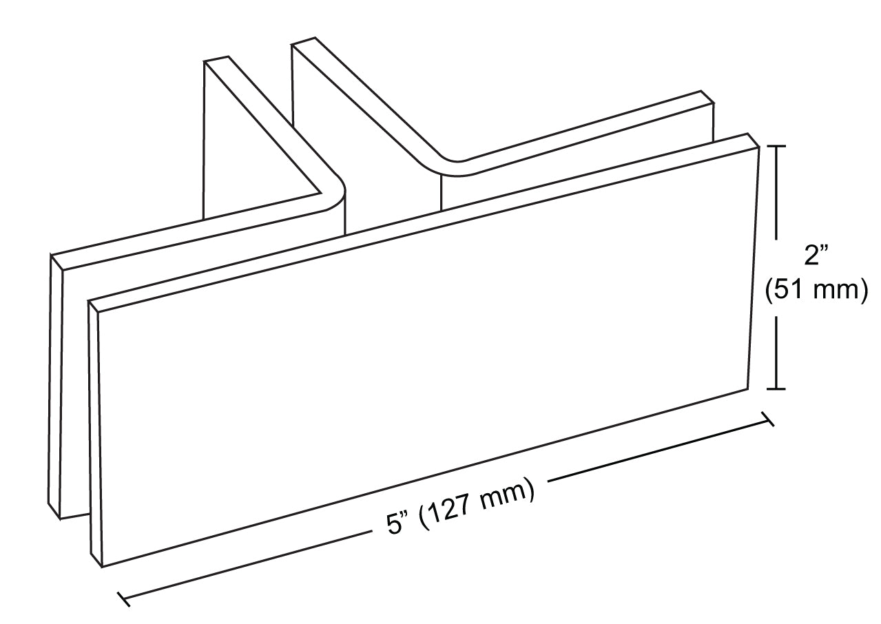 CRL Square 90 Degree Glass - to - Glass T - Juntion Clamp SGC90T0RB