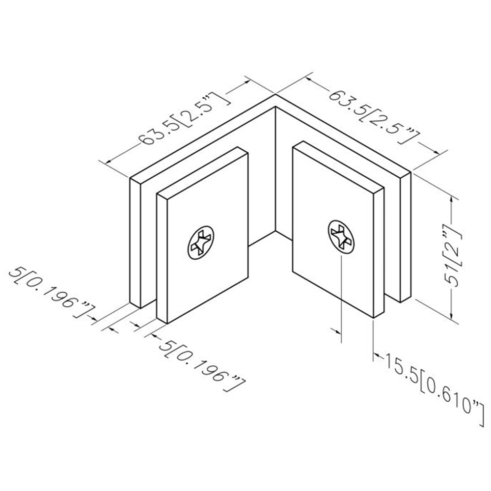 U.S. Horizon Mfg. Square 90 Glass to Glass Clip C90C