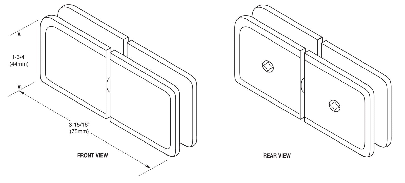 CRL Square Beveled 180º Glass - to - Glass Movable Transom Clamp BGC1880RB