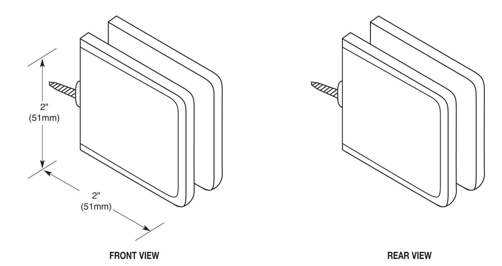 CRL Square Beveled Wall Mount Movable Transom Clamp BGC1860RB