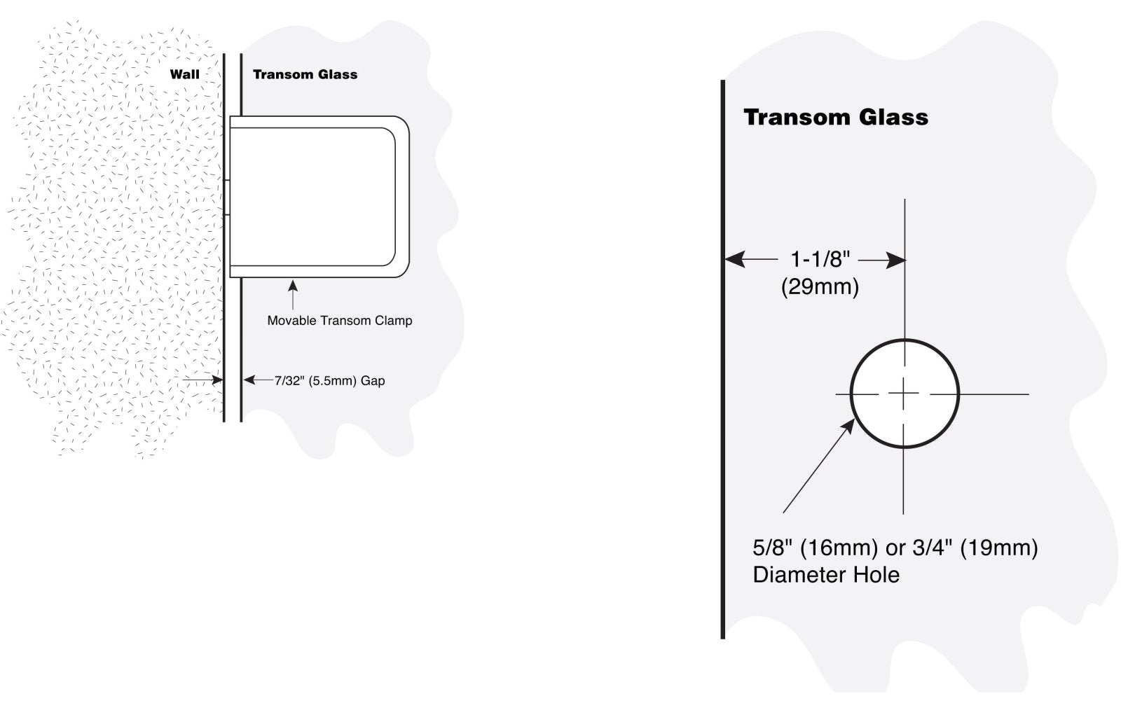 CRL Square Beveled Wall Mount Movable Transom Clamp BGC1860RB