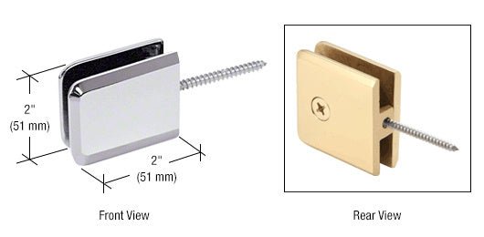 CRL Square Beveled Wall Mount Movable Transom Clamp BGC186CH