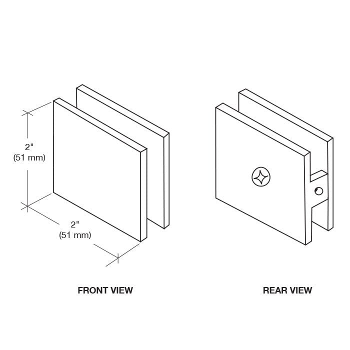 CRL Square Style Hole - in - Glass Fixed Panel U - Clamp SCU4ABR