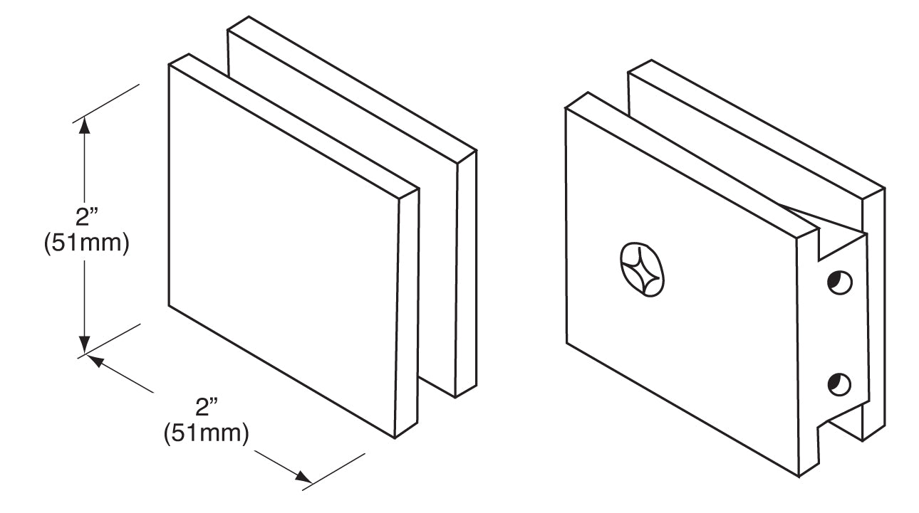 CRL Square Style Notch - in - Glass Fixed Panel U - Clamp SGCU10RB