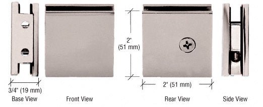 CRL Square Style Notch - in - Glass Fixed Panel U - Clamp SGCU1BN