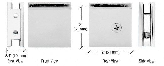 CRL Square Style Notch - in - Glass Fixed Panel U - Clamp SGCU1CH