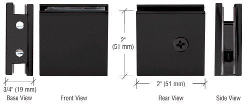 CRL Square Style Notch - in - Glass Fixed Panel U - Clamp SGCU1MBL