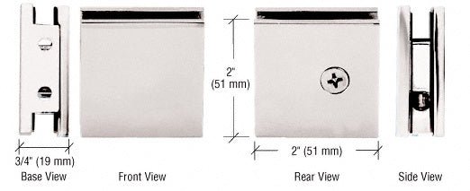 CRL Square Style Notch - in - Glass Fixed Panel U - Clamp SGCU1PN