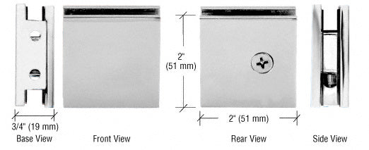 CRL Square Style Notch - in - Glass Fixed Panel U - Clamp SGCU1SN