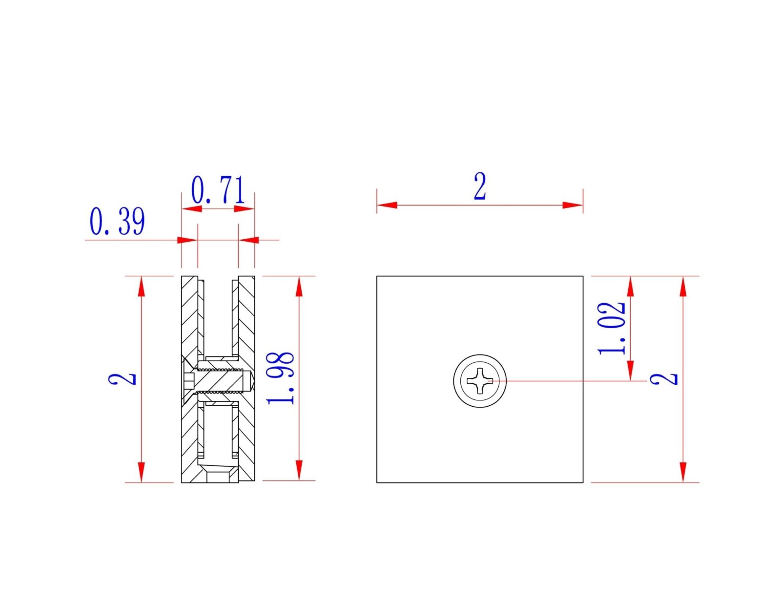 Rockwell Security Square Wall Mount Glass Clamp SDGCSUS10B