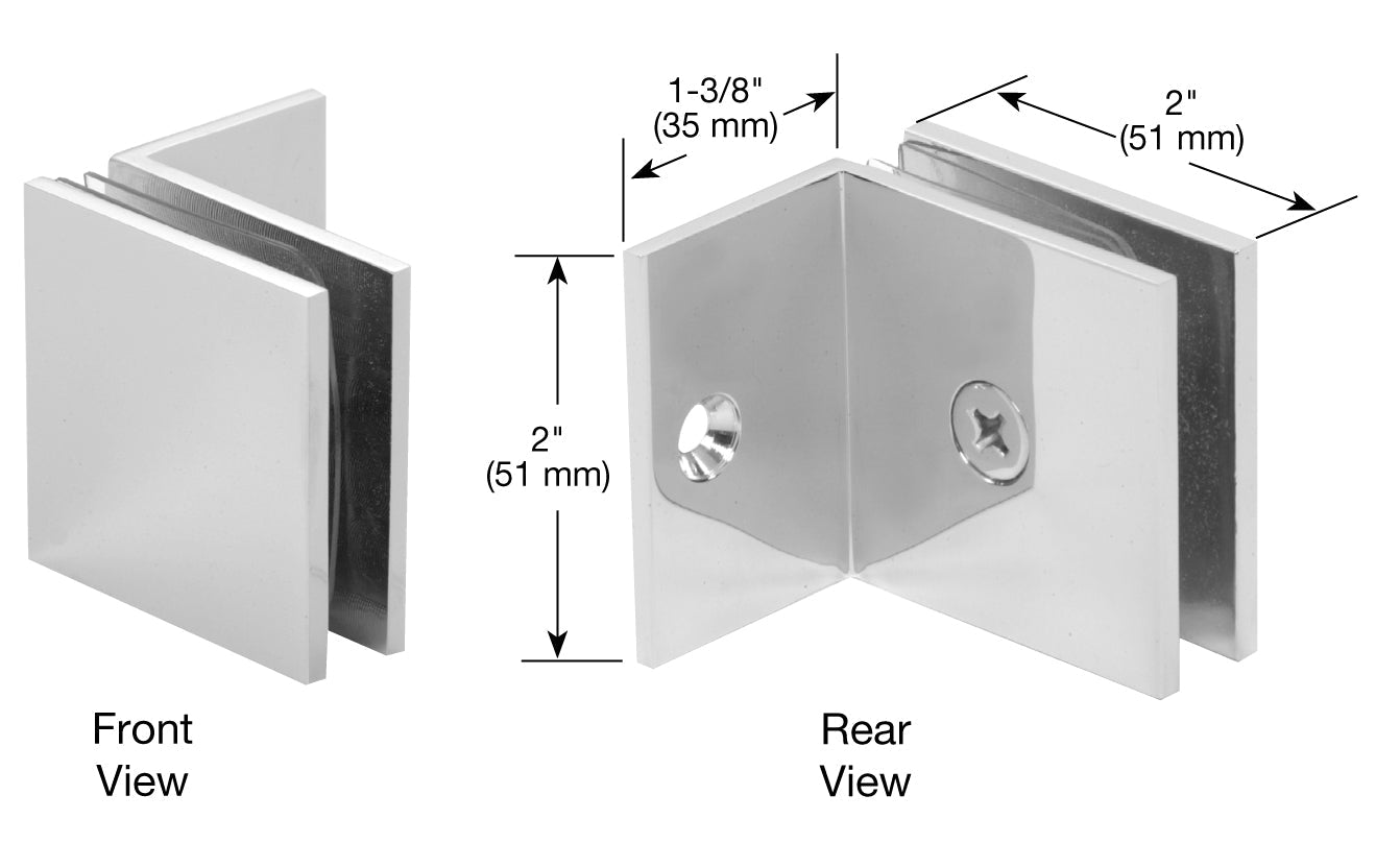 U.S. Horizon Mfg. Square Wall Mount Glass Clip w/Mounting Leg CGTW2C