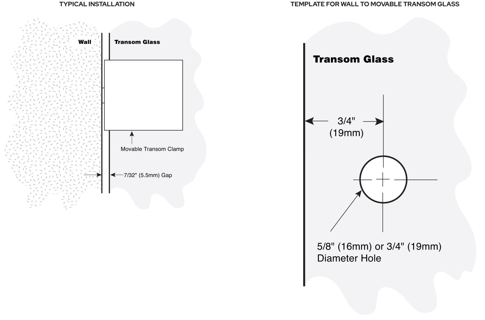 CRL Square Wall Mount Movable Transom Clamp SGC1860RB