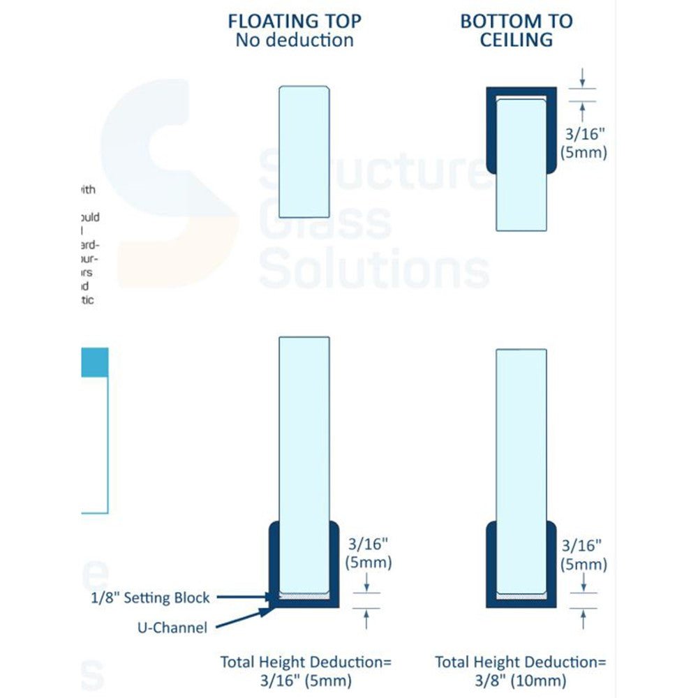 Structure Glass Solutions Standard U - Channel 95" - Deep U - Channel ALU10 - Brushed Nickel