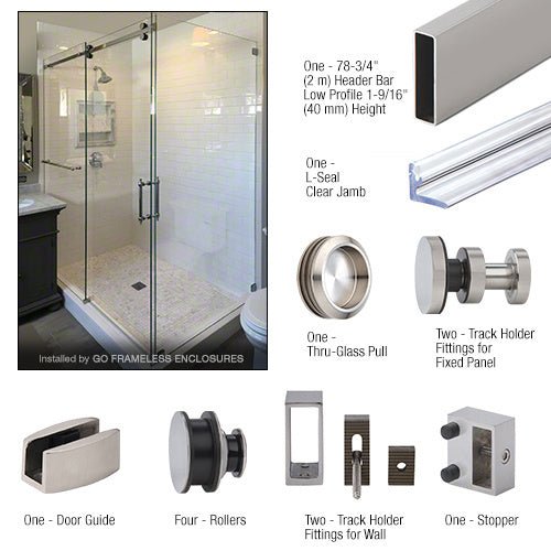 U.S. Horizon Mfg. Steel San Marino Series Grande Single Sliding Door System SMSDG78BS