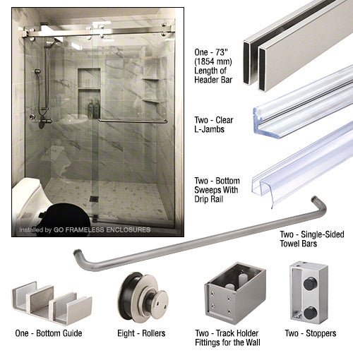 U.S. Horizon Mfg. Steel Sorrento Series Double Door Sliding System SMDD73BS