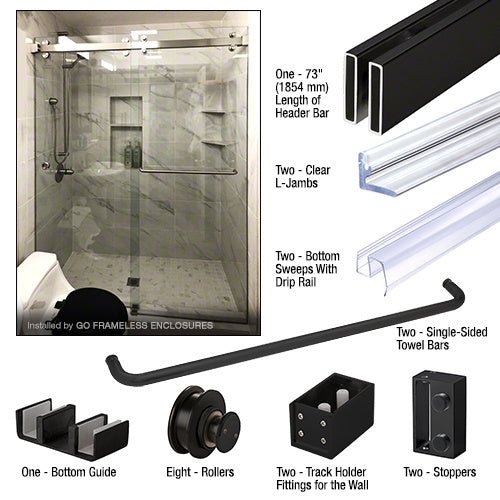 U.S. Horizon Mfg. Steel Sorrento Series Double Door Sliding System SMDD73MB