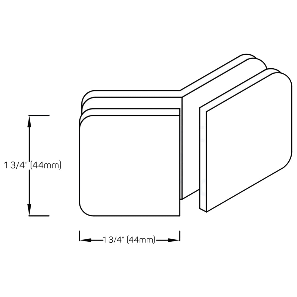 Structure Glass Solutions 1 3/4" x 1 3/4" 135° Glass to Glass Radius Corner Glass Clamp GCR - 135 - Brushed Nickel