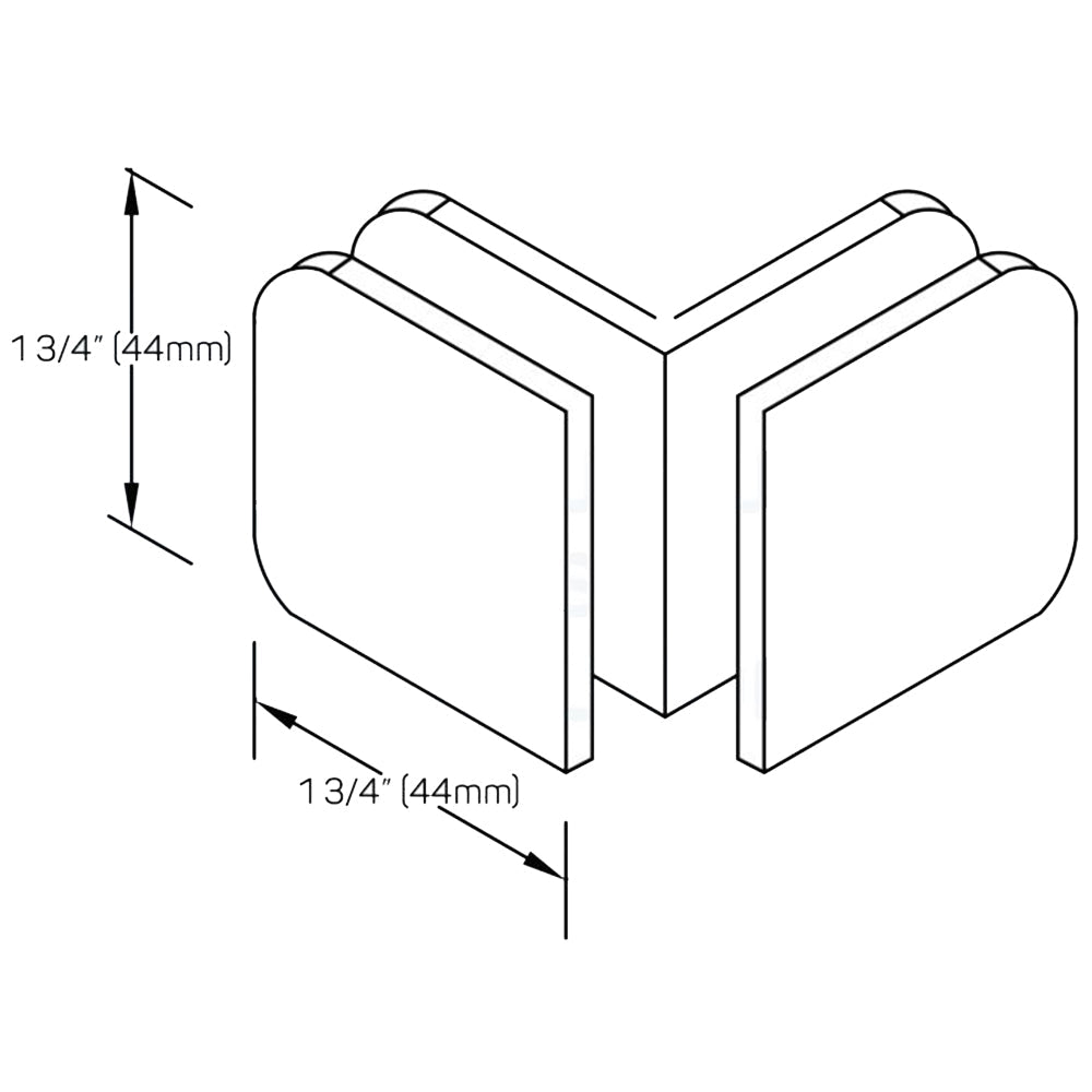 Structure Glass Solutions 1 3/4" x 1 3/4" 90° Glass to Glass Radius Corner Glass Clamp GCR - 902 - Brushed Gold