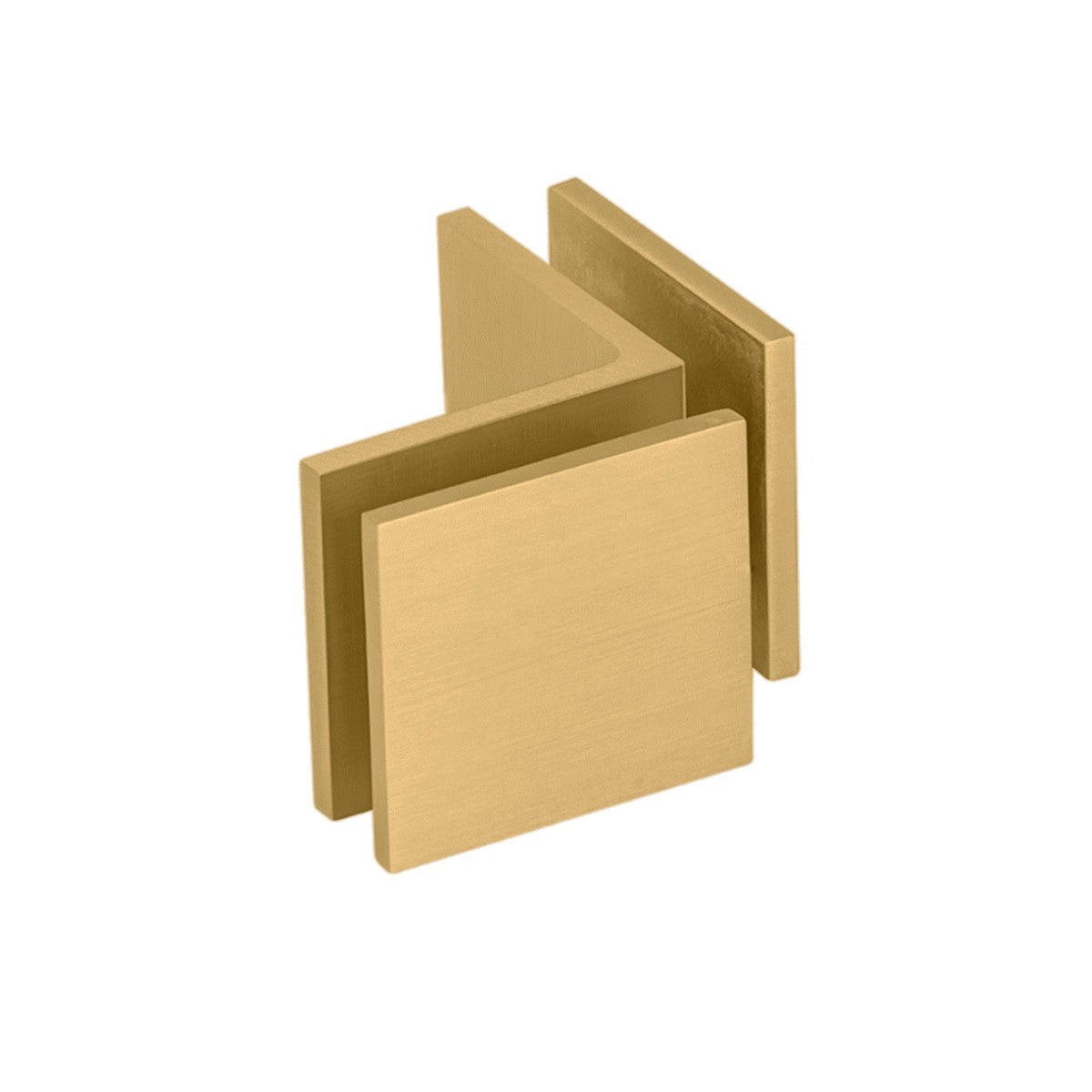 Structure Glass Solutions 1 3/4" x 1 3/4" 90° Open Face Glass to Glass Square Edge Glass Clamp GCS - 902 - Brushed Gold