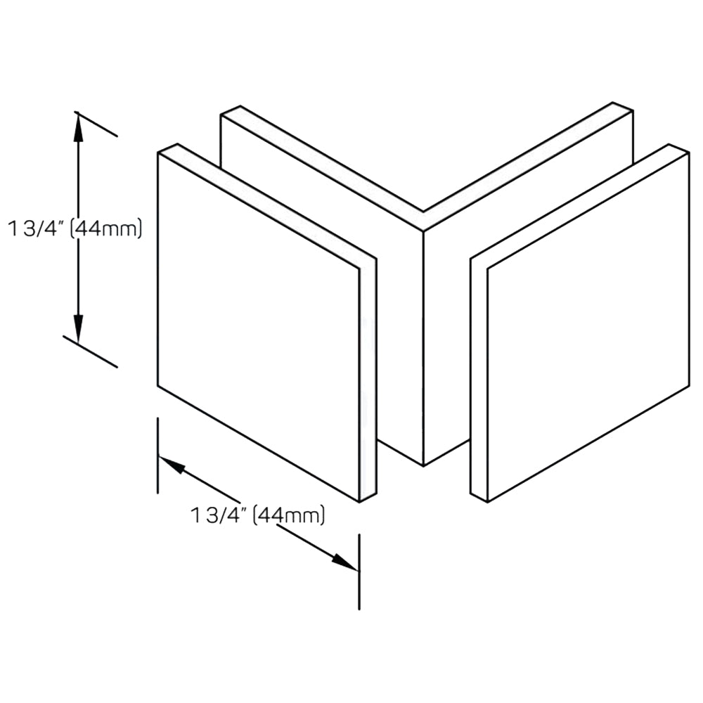 Structure Glass Solutions 1 3/4" x 1 3/4" 90° Open Face Glass to Glass Square Edge Glass Clamp GCS - 902 - Brushed Nickel