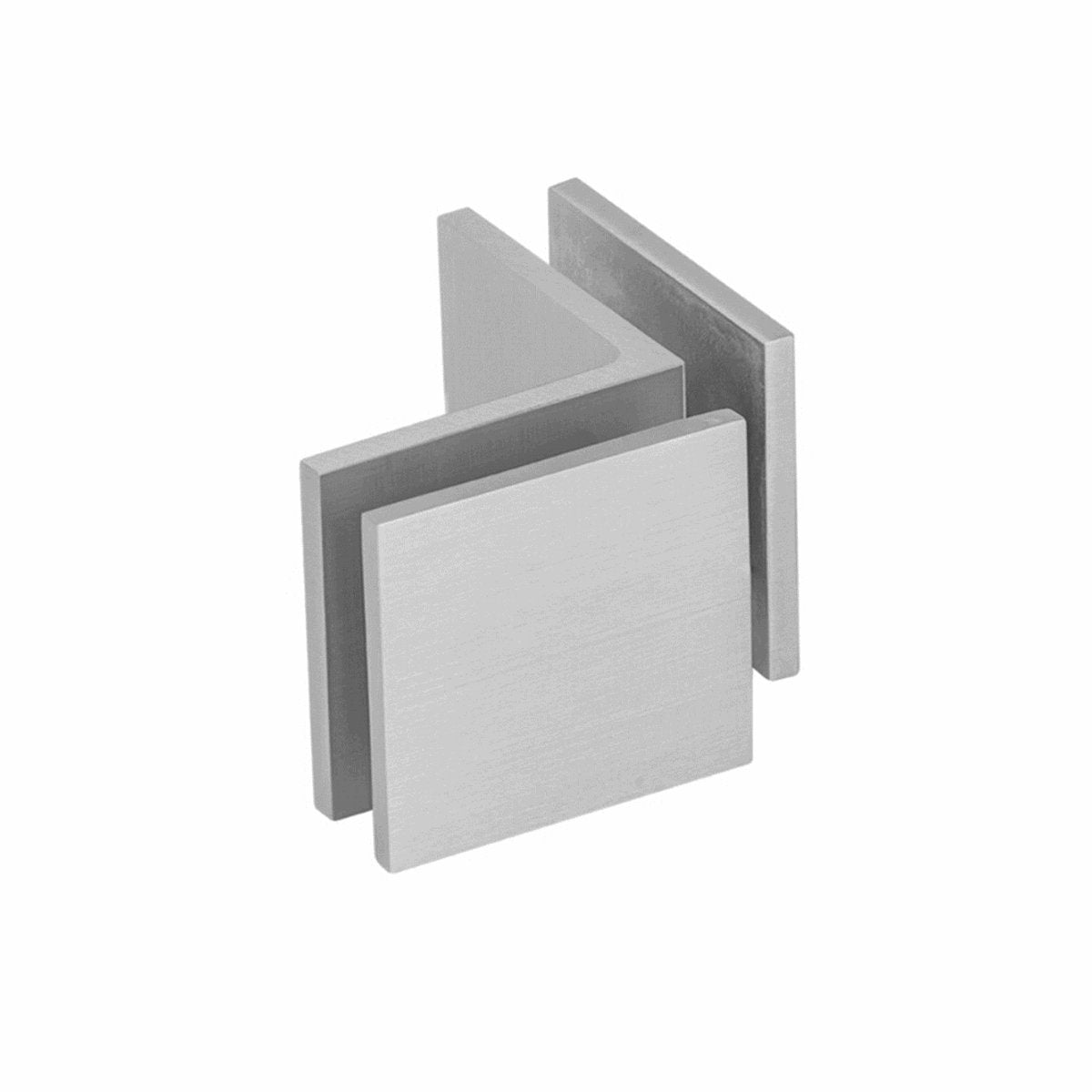 Structure Glass Solutions 1 3/4" x 1 3/4" 90° Open Face Glass to Glass Square Edge Glass Clamp GCS - 902 - Brushed Nickel