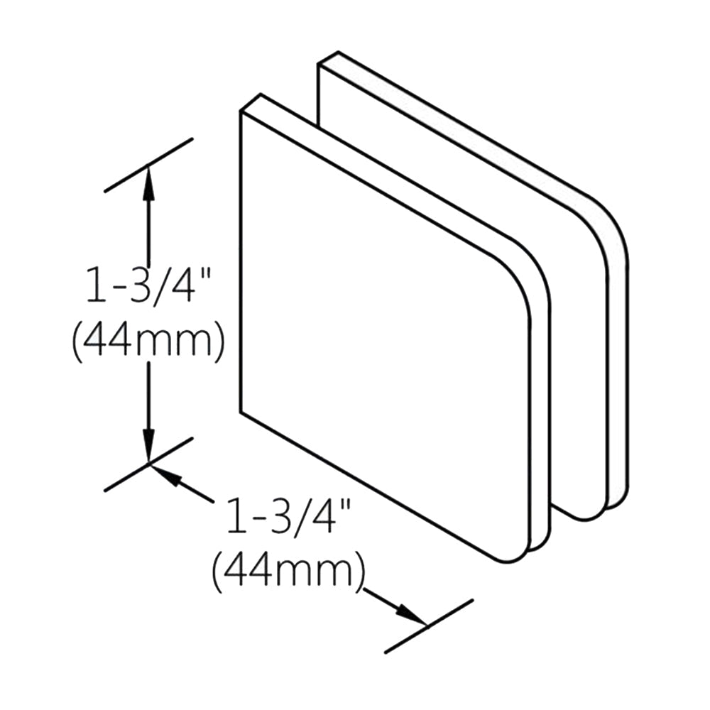 Structure Glass Solutions 1 3/4" x 1 3/4" Wall Mount Radius Corner Glass Clamp GCR - 110 - Brushed Nickel