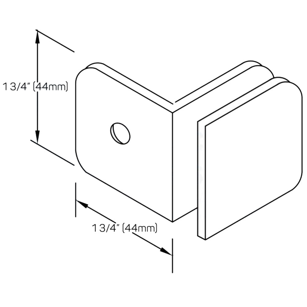 Structure Glass Solutions 1 3/4" x 1 3/4" Wall Mount Radius Corner Glass Clamp W/Leg GCR - 901 - Brushed Nickel