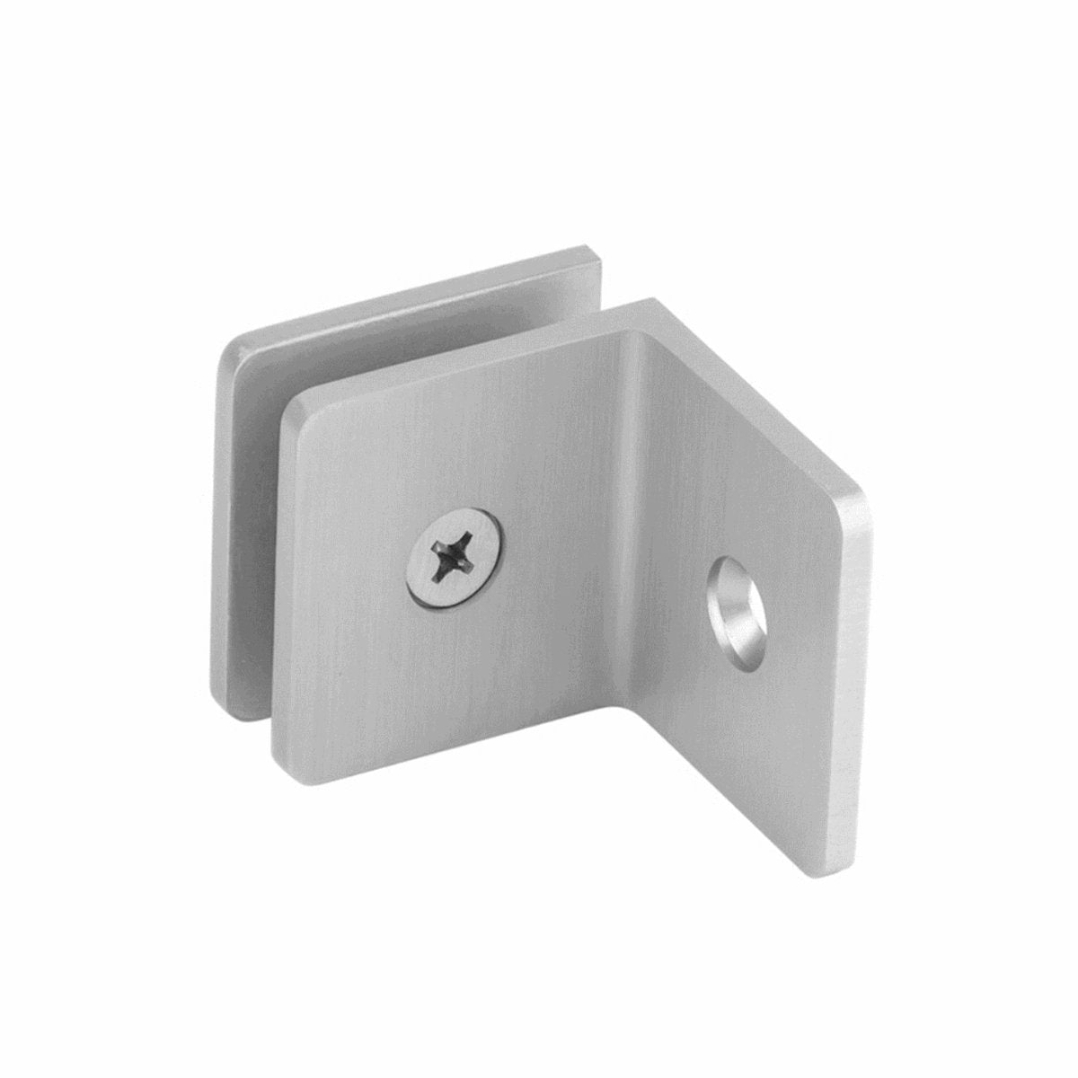 Structure Glass Solutions 1 3/4" x 1 3/4" Wall Mount Radius Corner Glass Clamp W/Leg GCR - 901 - Brushed Nickel