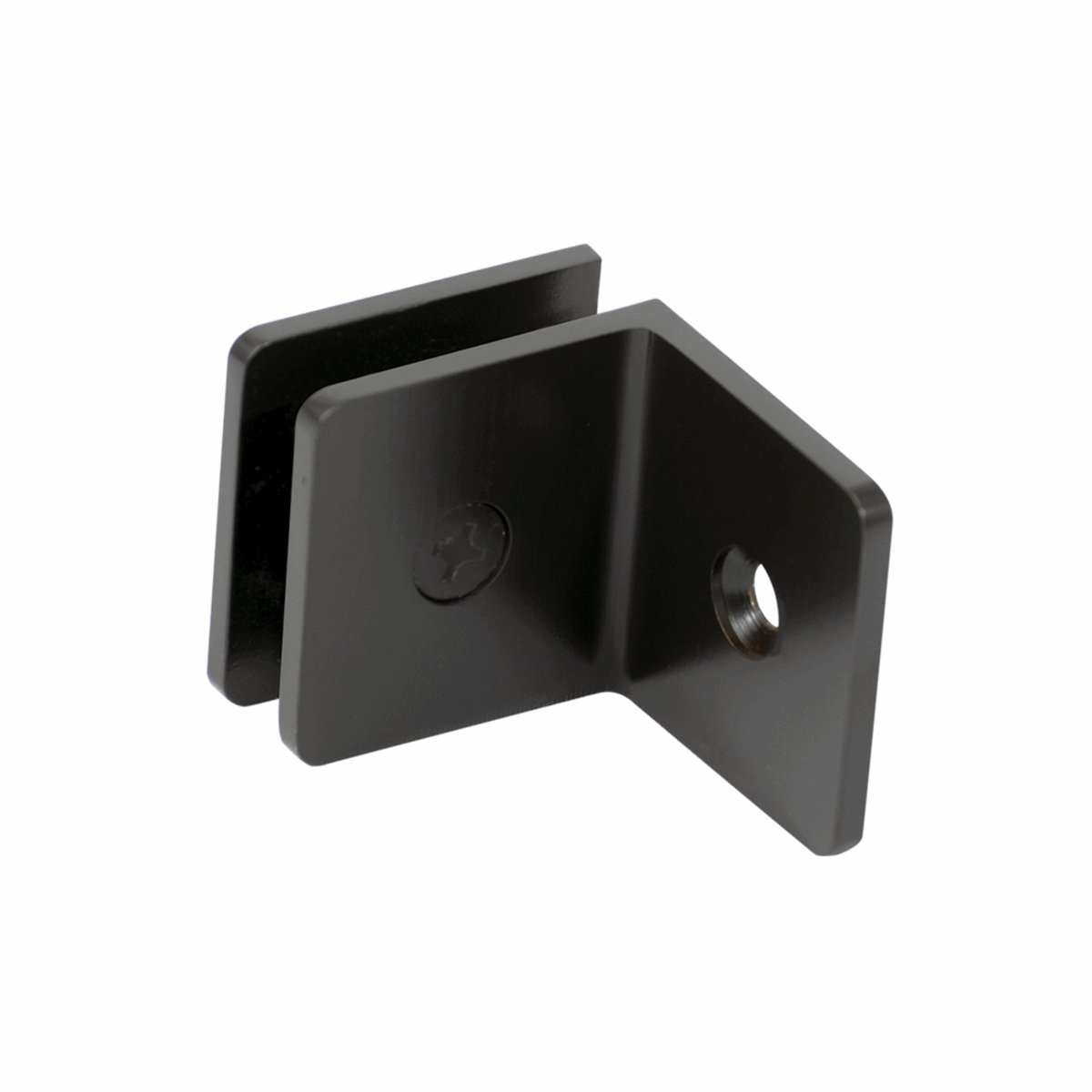 Structure Glass Solutions 1 3/4" x 1 3/4" Wall Mount Radius Corner Glass Clamp W/Leg GCR - 901 - ORB - Matte Black