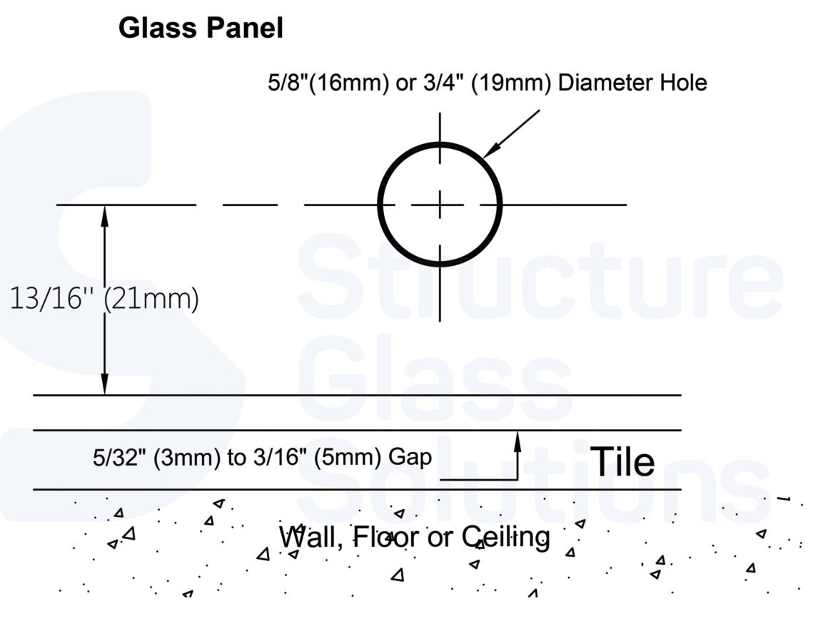 Structure Glass Solutions 1 3/4" x 1 3/4" Wall Mount Square Edges Glass Clamp GCS - 110 - Brushed Gold