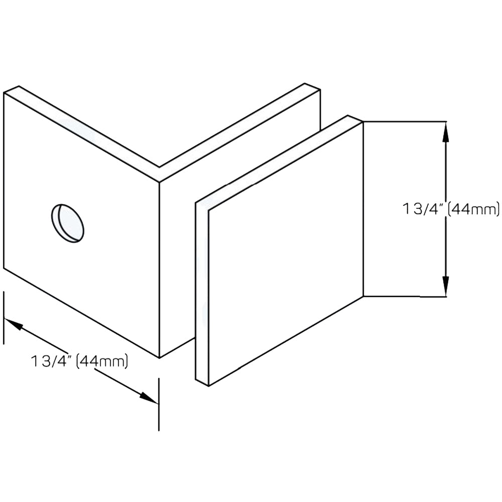 Structure Glass Solutions 1 3/4" x 1 3/4" Wall Mount Square Edges Glass Clamp W/Leg GCS - 901 - Brushed Nickel