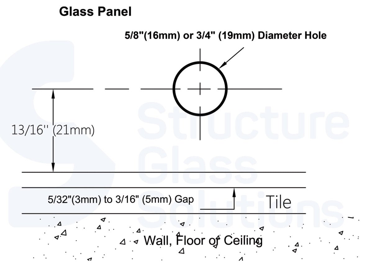 Structure Glass Solutions 1 3/4" x 1 3/4" Wall Mount Square Edges Glass Clamp W/Leg GCS - 901 - Brushed Nickel