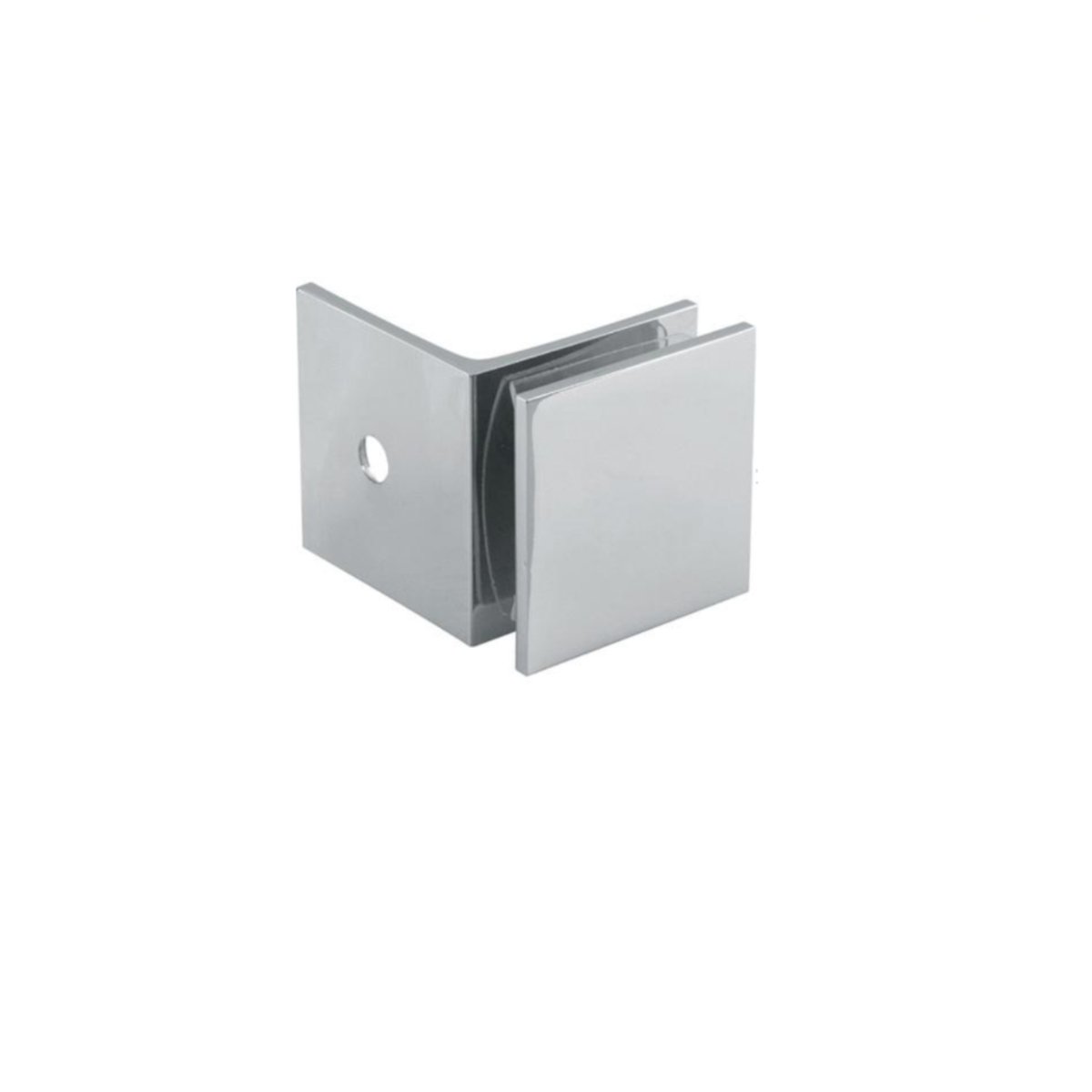 Structure Glass Solutions 1 3/4" x 1 3/4" Wall Mount Square Edges Glass Clamp W/Leg GCS - 901 - Brushed Nickel