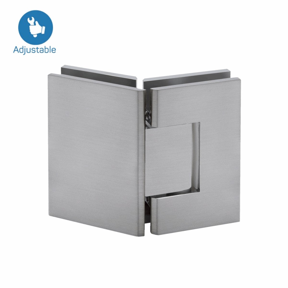 Structure Glass Solutions 135° Glass to Glass Adjustable Hinge IMP - 135 - AJ - Brushed Nickel