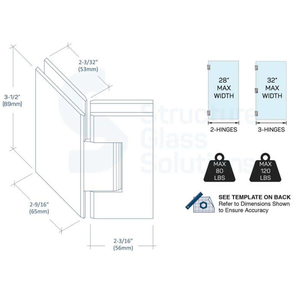 Structure Glass Solutions 135° Glass to Glass Hinge IMP - 135 - Brushed Nickel