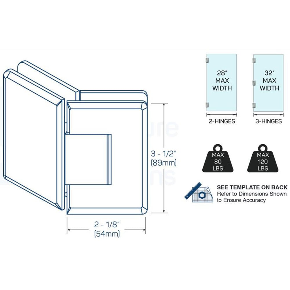 Structure Glass Solutions 135° Glass to Glass Hinge ROY - 135 - Brushed Nickel