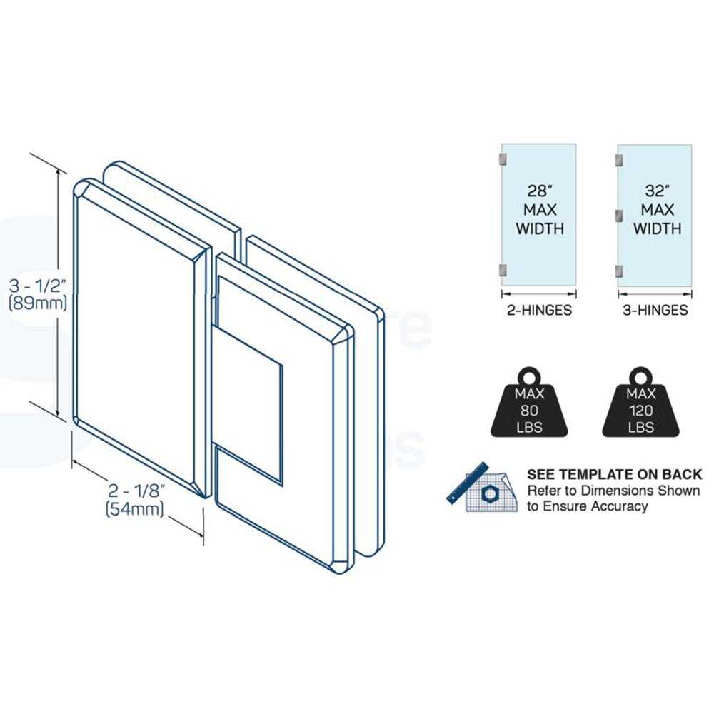 Structure Glass Solutions 180° Glass to Glass Hinge Beveled ROY - 180 - Brushed Nickel